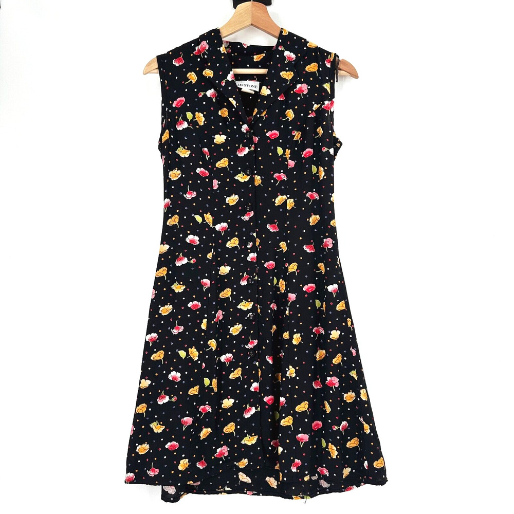 Vintage 90s J.D Stone Mini Shirt Dress Size 4P Floral Cottagecore Retro Y2K Boho